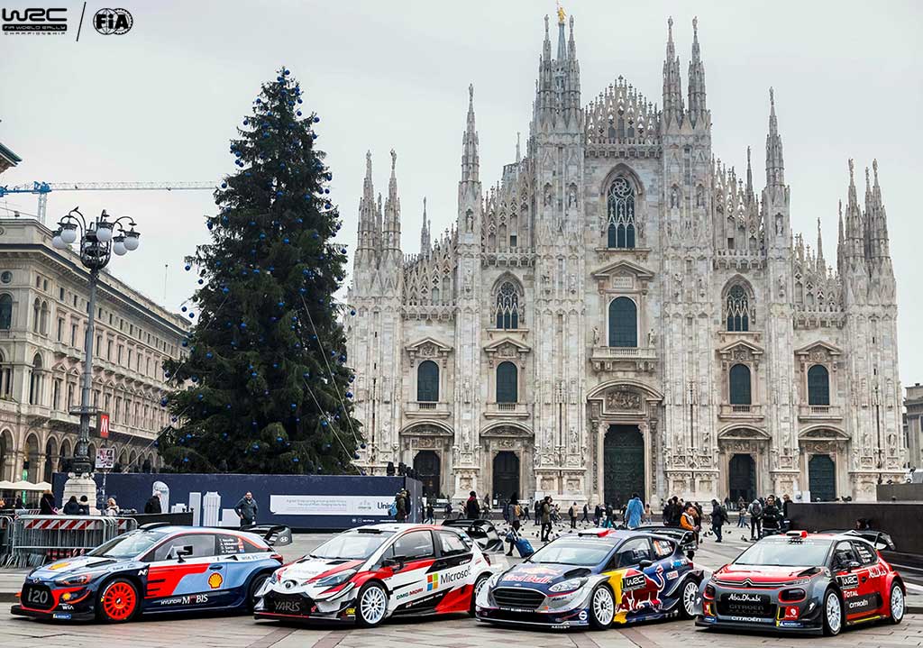 Los WRC en la Piazza del Duomo de Milán